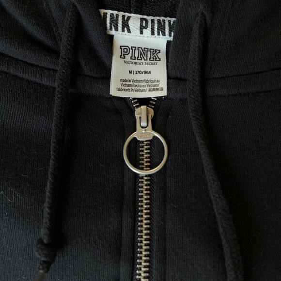 VS PINK Hooded Quarter Zip Black Size Medium - Picture 4 of 4